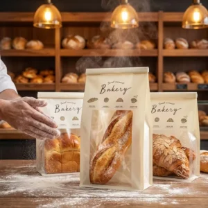Custom Printed Food-Grade Paper Baguette Bags with Window