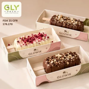 Custom Printed Food Grade Paper Dessert Tray Box for Ice Cream Bars Cake Pops Chocolate Popsicles Bakery Takeaway Packaging Box