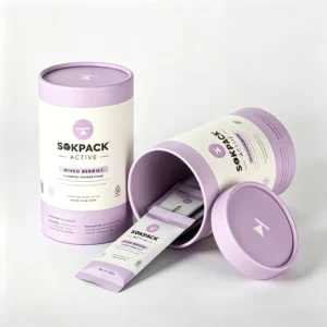 Custom Printed Food Grade Paper Tube Box Cylindrical Cardboard Canister for Supplement Stick Sachet Mixed Berries Powder Drink