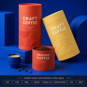 Custom-Printed Food-Grade Round Paper Tube Canister for Coffee, Tea, Powder, Snacks, and Dry Food