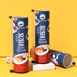 Custom Printed Food Grade Sushi Pushi Pop Paper Tube Biodegradable Paper Tube Canister Cylindrical Packaging