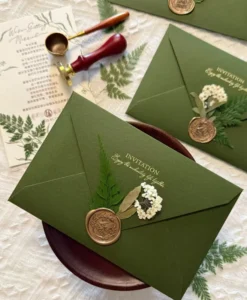 Custom Printed Greeting Card Envelopes, Coated Kraft Paper, Embossed Finish, for Gift Money Card Packaging