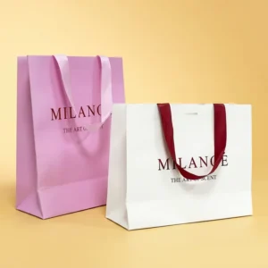 Custom Printed Handmade Coated Paper Bags for Clothing Premium Ribbon Handle Luxury Eco Friendly Recycled Materials Boutique