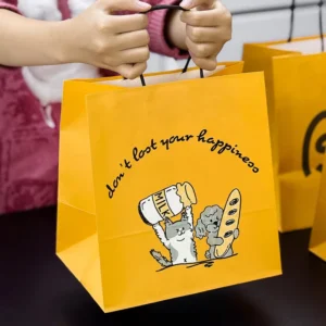 Custom Printed Kraft Brown Paper Bag with Handles Restaurant Fastfood Takeout Paper Bag Takeaway Packaging Personalized Logo