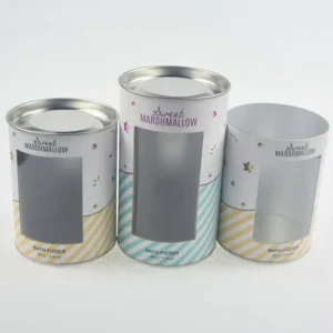 Custom Printed Kraft Cardboard Tea Canister with Clear PVC Window Eco Friendly Food Display Tube