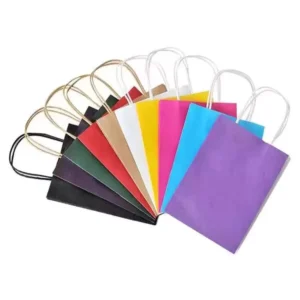 Custom Printed Kraft Gift Shopping Paper Bag White and Brown with Handles for Pizza Milk Sushi Jelly and Salad