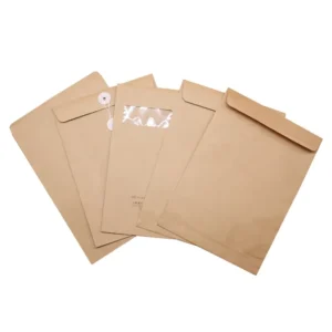Custom Printed Kraft Paper A4 Mailing Envelopes with PVC Window and Self-Sealing Closure for Office and Business