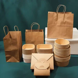Custom Printed Kraft Paper Bag Disposable Takeaway Bag for Bakery Pastry Milk Tea Shopping and Gifts
