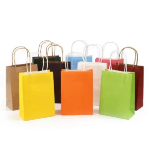 Custom Printed Kraft Paper Bag with Handle for Catering Takeout Food Packaging, Boutique Clothing Shopping Tote