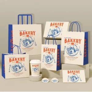 Custom Printed Kraft Paper Bags with Logo for Christmas Cookies, Bakery, Cafe and Takeaway Food Packaging