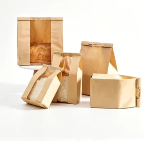 Custom Printed Kraft Paper Bakery Bags with Tin Tie Closure, Greaseproof, for Bread, Toast, and Pastry
