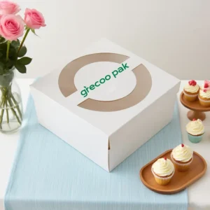 Custom Printed Kraft Paper Cake Box with Foldable Lock-Bottom Structure