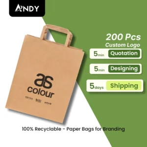 Custom Printed Kraft Paper Food Delivery Takeaway Bag