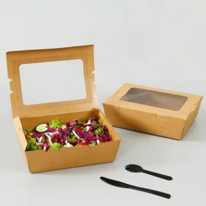 Custom Printed Kraft Paper Food-Grade Window Box for Takeaway Packaging