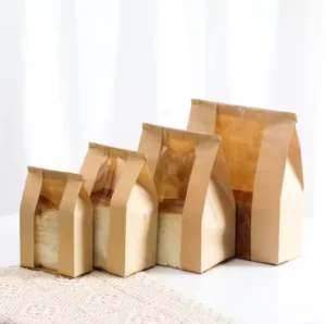 Custom Printed Kraft Paper Plastic Packaging Bags Transparent Window Food Grade Heat-Sealable Oil-Proof Standing Pouches