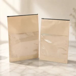 Custom Printed Kraft Paper Stand-Up Pouch with Clear Window for Dry Food Storage