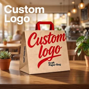 Custom Printed Kraft Paper Takeaway Bag Eco Friendly Food Delivery Restaurant Packaging Bag