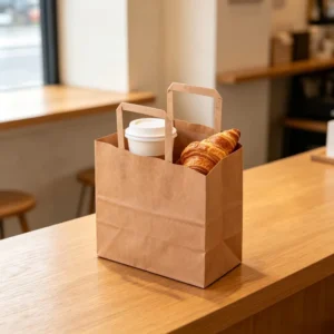 Custom Printed Kraft Paper Takeaway Bags with Handles, Square