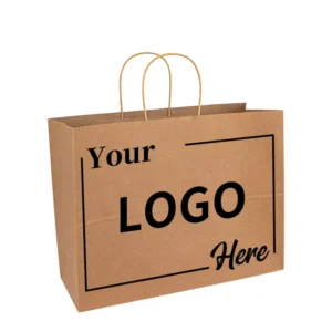 Custom Printed Kraft Paper Takeout and Lunch Bags for Restaurant Food Delivery