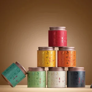Custom Printed Kraft Paper Tea Canisters for Coffee Powder with Metal Lids