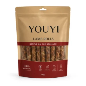 Custom Printed Kraft Stand-Up Zipper Pouch with Clear Window, Hang Hole, and Resealable Dog Treat Food Packaging, 100g