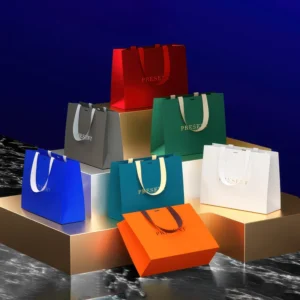 Custom Printed Logo Art Paper Shopping Bags with Handles for Retail, Boutique, Clothing and Gifts