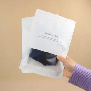 Custom Printed Logo Clothing Kraft Paper Water Proof Plastic Packaging Resealable Mylar Bags With Window