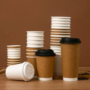 Custom Printed Logo Eco-Friendly Biodegradable Disposable Coffee Paper Cup with Lid for Hot and Cold Drinks