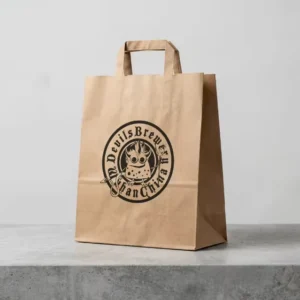 Custom Printed Logo Restaurant Catering Food Take Out Takeaway To Go Packaging Kraft Brown Paper Bag With Handles