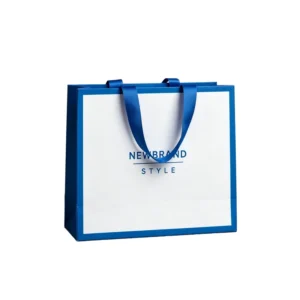Custom Printed Logo Shopping Paper Bags Recyclable Reusable Gift Packaging Ribbon Handles