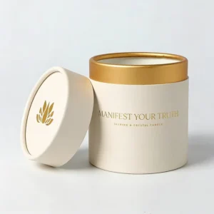 Custom Printed Luxury Gold Foil Candle Packaging Round Cylinder Canister Eco Friendly Kraft Paper Tube for Scented Sand Wax Jar