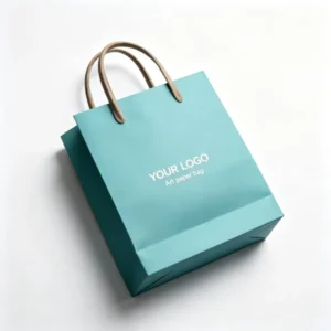 Custom Printed Matte Laminated Paper Takeaway Food Bag with Ribbon Handle
