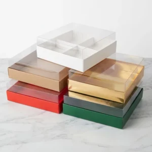 Custom Printed Paper Gift Box with Clear PVC Window, Small Square Cardboard Box for Jewelry and Candy