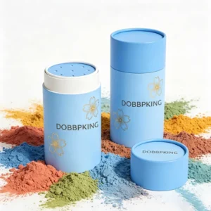 Custom Printed Paper Tube Box for Spices Loose Powder 16oz With Shaker Top Kraft Low Moq