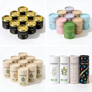 Custom Printed Paper Tube Food Grade Powder Container Cylinder Canister for Matcha Flour Spice Seasoning