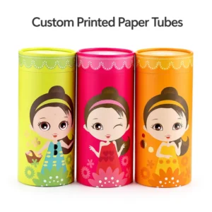 Custom Printed Paper Tube Kawaii Cartoon Girl Candy Gift Packaging Cylinder Canister