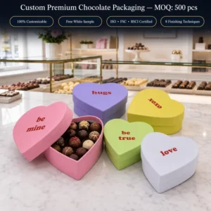 Custom Printed Pink Heart-Shaped Paper Gift Box For Candy and Chocolate