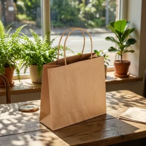 Custom Printed Recyclable Biodegradable Paper Bags for Restaurant, Catering, and Barbecue Takeaway