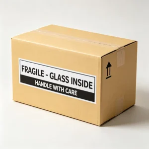 Custom Printed Recyclable Corrugated Shipping Box for Glass with Handle with Care Printing