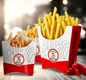 Custom-Printed Recycled Food Grade Paper French Fry Packaging Box for Takeaway