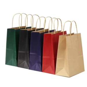 Custom Printed Recycled Kraft Paper Bag with Drawstring Closure for Promotion and Supermarket Use