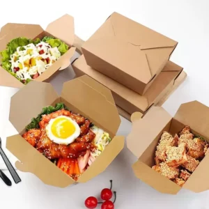 Custom Printed Recycled Kraft Paper Rigid Food Packaging Box with Matt Lamination for Snacks and Lunch