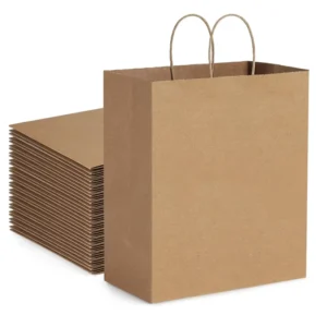 Custom Printed Recycled Kraft Paper Takeout Bags With Logo for Restaurant, Shopping, and Retail