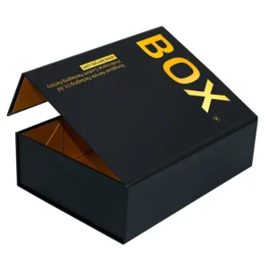Custom Printed Rigid Folding Black Paper Gift Box with Magnet Closure and Logo