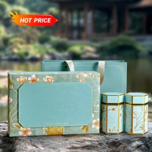 Custom Printed Rigid Lid and Base Paper Box with Handle for Tea, Coffee, Chocolate, Cookie, and Gift Packaging