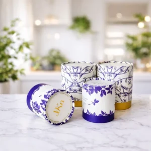 Custom Printed Round Paper Tube Box Rigid Cardboard Cylinder Packaging for Tea Coffee Candle Chocolate Gift Container Packaging
