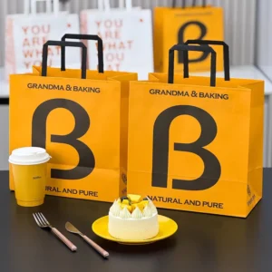 Custom Printed Shopping Paper Bags with Your Own Logo Luxury Restaurant Takeaway Food Packaging Takeout Paper Bags
