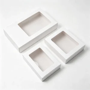 Custom Printed Square Window Paper Boxes Multi Size Blank Cardboard Gift Packaging Boxes With Clear PVC View Window