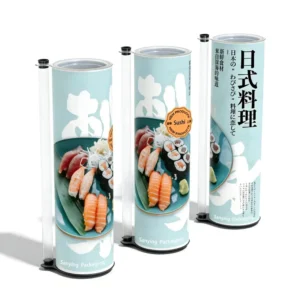 Custom Printed Sushi Paper Tube with Sauce Eco friendly Sushi Push pop up Tube Canister Sushi Roll Box Packaging