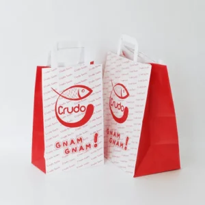 Custom Printed Sushi Takeaway Paper Bag Reinforced Handle Versatile Restaurant Kraft Food Packaging Bag